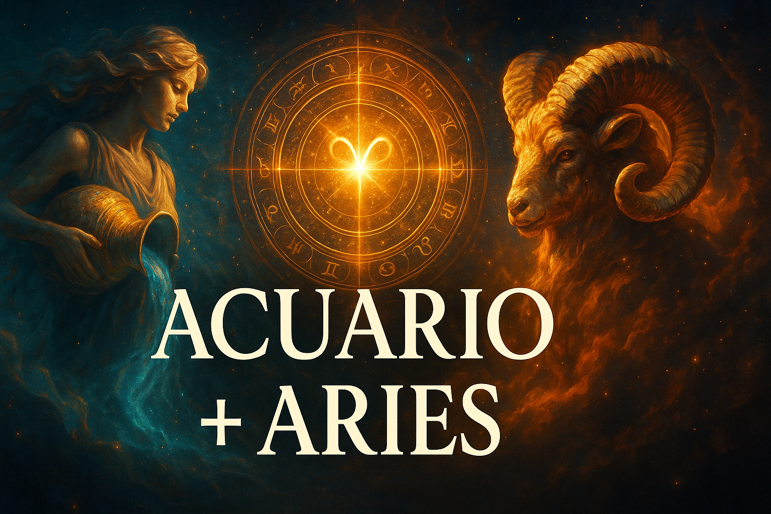 Compatibilidad zodiacal entre Acuario y Aries en amor y relación espiritual