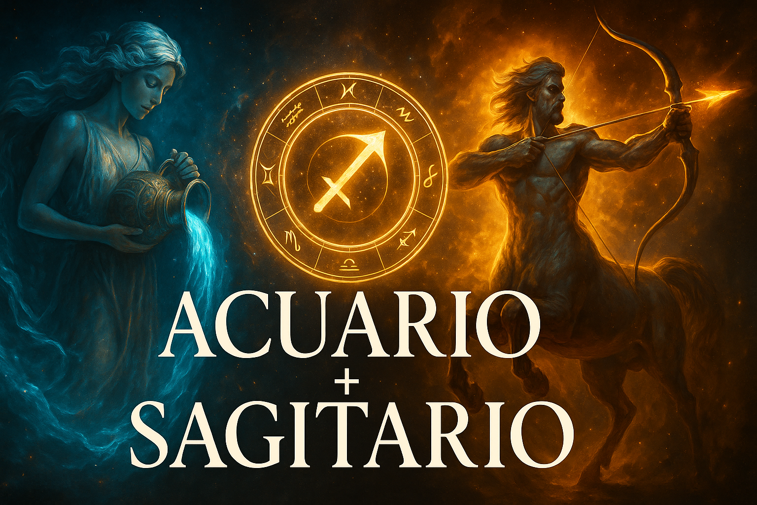 Compatibilidad zodiacal entre Acuario y Sagitario en amor y relación espiritual