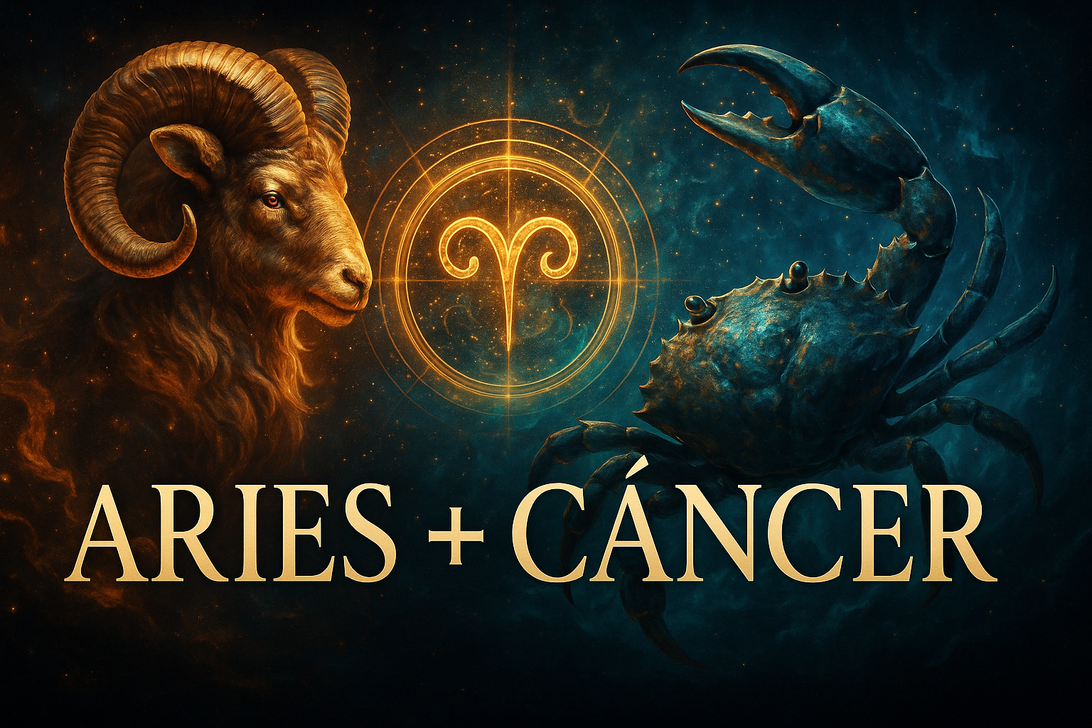 Compatibilidad zodiacal entre Aries y Cáncer en amor y relación espiritual