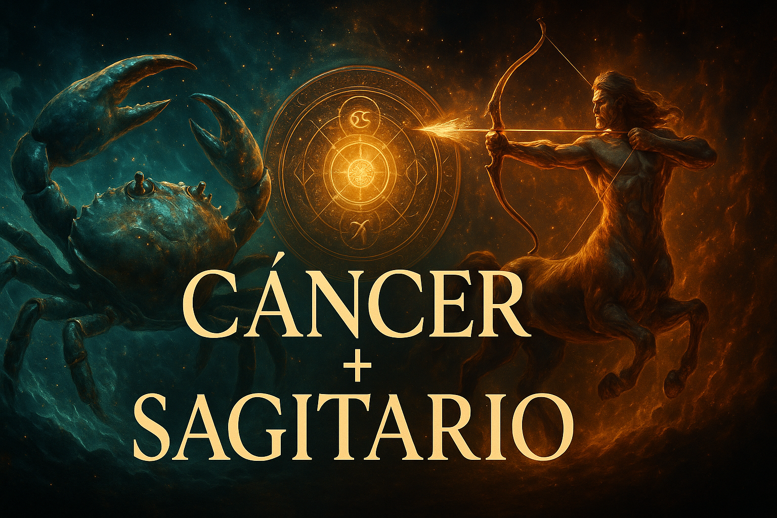 Compatibilidad zodiacal entre Cáncer y Sagitario en amor y relación espiritual
