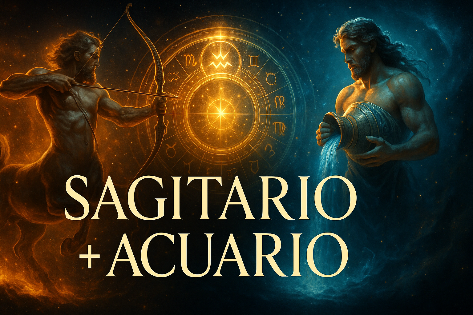 Compatibilidad zodiacal entre Sagitario y Acuario en amor y relación espiritual