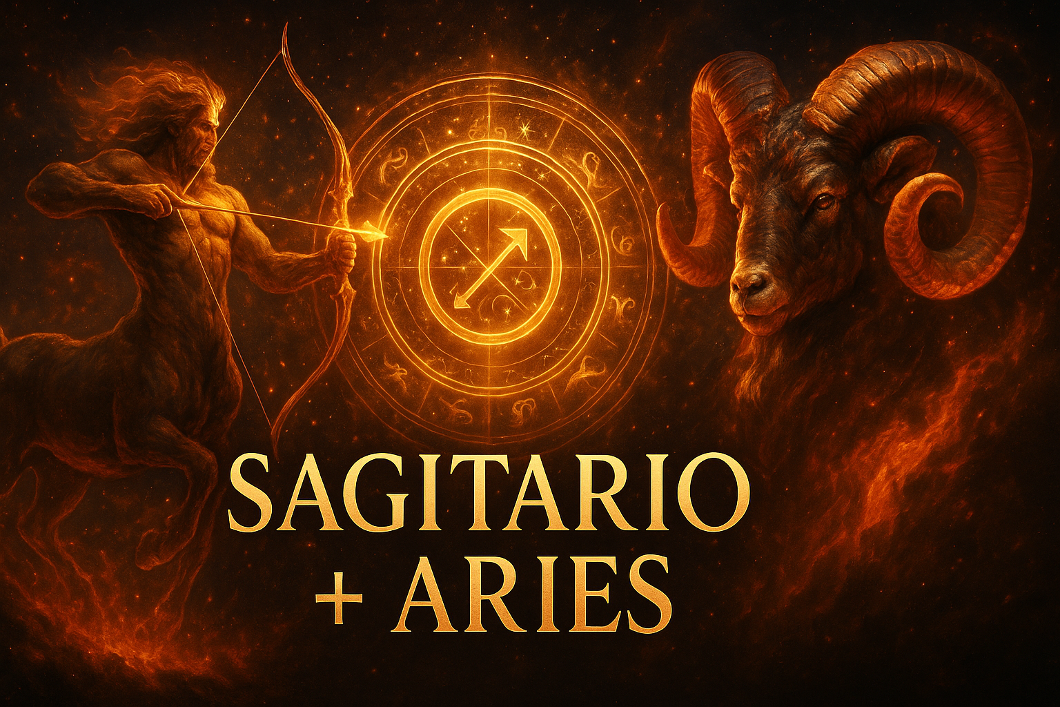 Compatibilidad zodiacal entre Sagitario y Aries en amor y relación espiritual