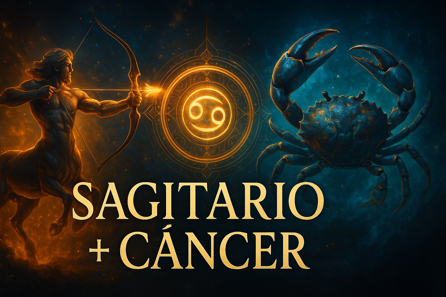 Compatibilidad zodiacal entre Sagitario y Cáncer en amor y relación espiritual